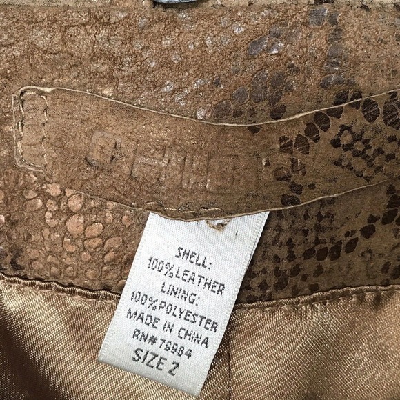 Chico's Design Jacket Sz2 Genuine Tan Suede Collar Zip Front Long Sleeves - Picture 7 of 8
